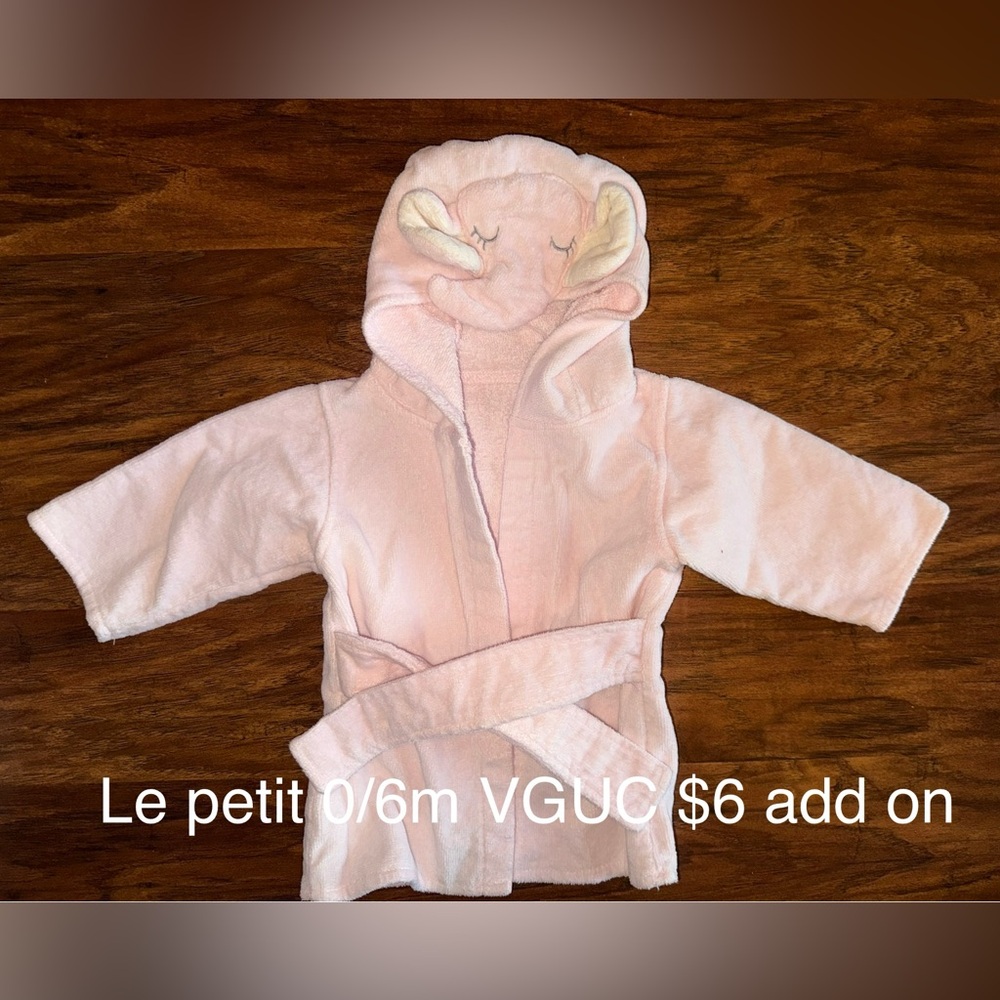 Pink Hooded Baby Robe, Elephant